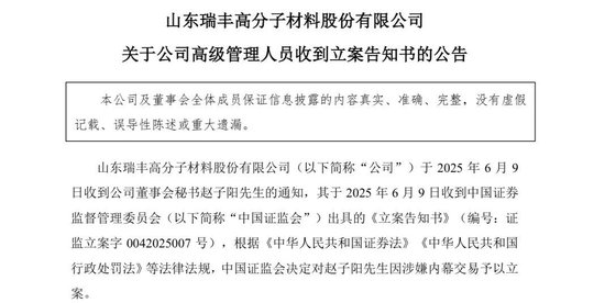 突发！ 一A股公司董秘被证监会立(🏞)案